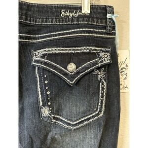 Ethyl Classics Jeans Womens‎ Size 12 Dark Wash Embellished Embroidery Crystals
